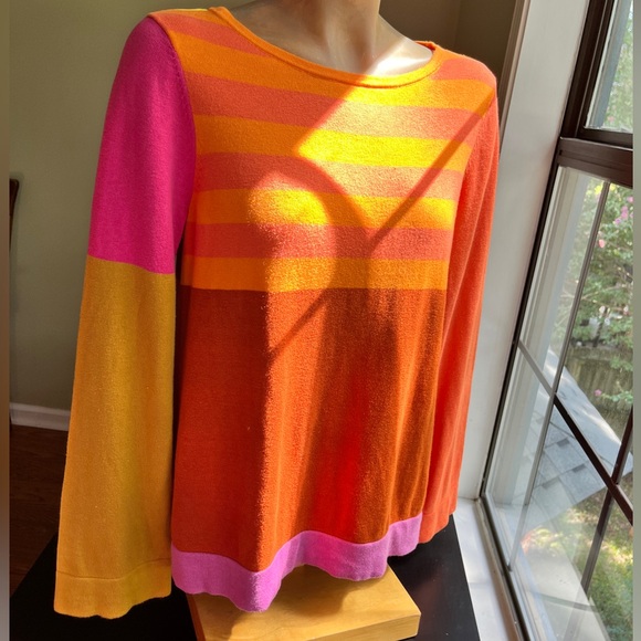 Isaac Mizrahi x Target Colorblock Orange/Yellow/Pink Sweater - Adult Size Large - Picture 2 of 16